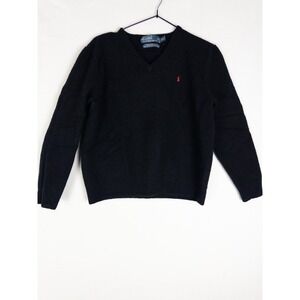 VTG Polo Ralph Lauren Sweater Womens XXL (L) Black Knit Pullover Casual READ